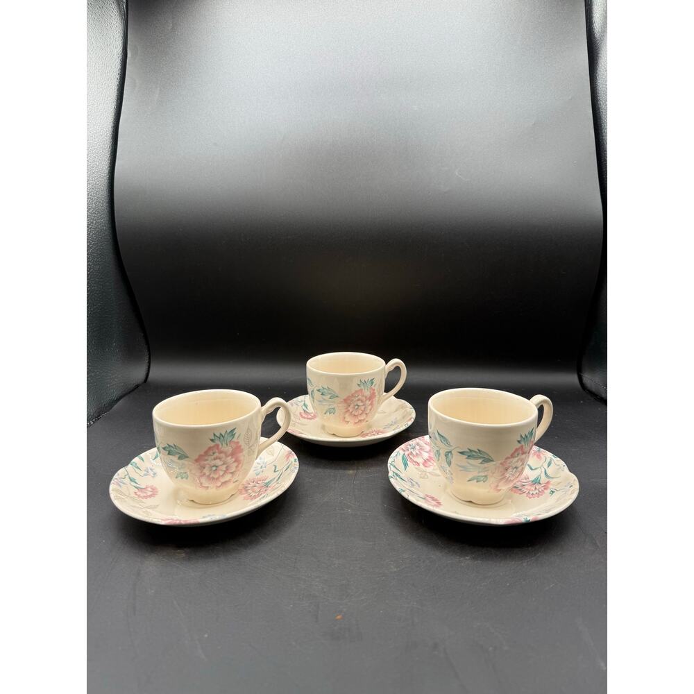 Vintage Johnson Brothers China Lynton Cup & Saucer - Set of 3